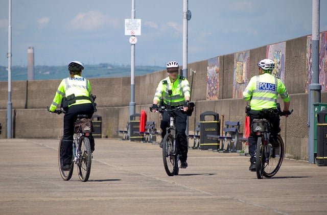 Police on bicycles, Bangor