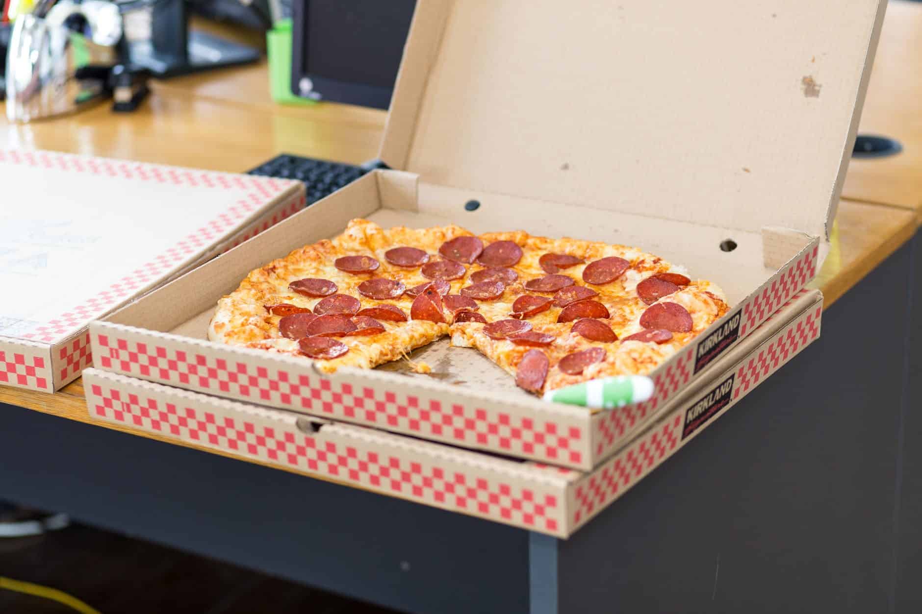 baked box cheese close up pizza