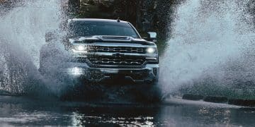 cars trucks deep puddles